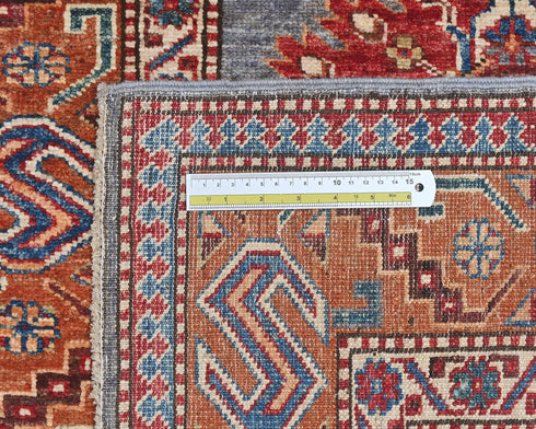 3x5 Gray Rust Kazak Afghan Hand Knotted Geometric Wool Area Rug